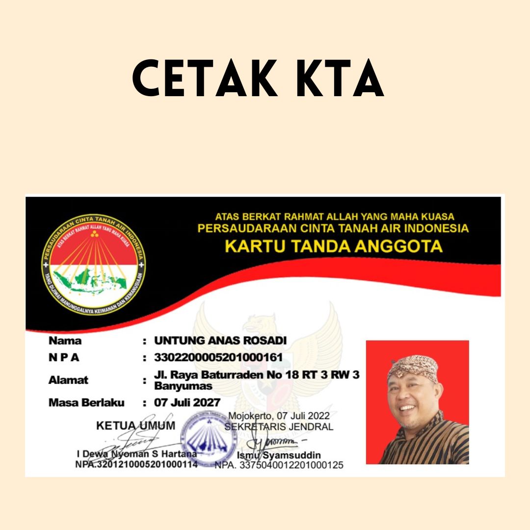 CETAK KTA - PCTA Indonesia